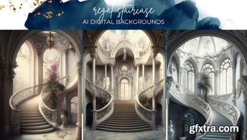 Finding North - Regal Staircase AI Digital Backgrounds for Photoshop