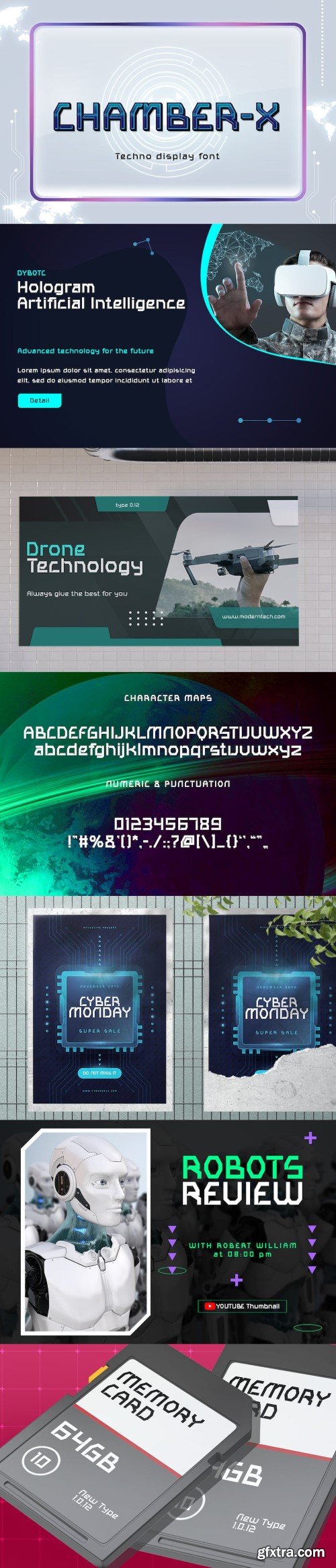 CHAMBER X - Techno Display Font