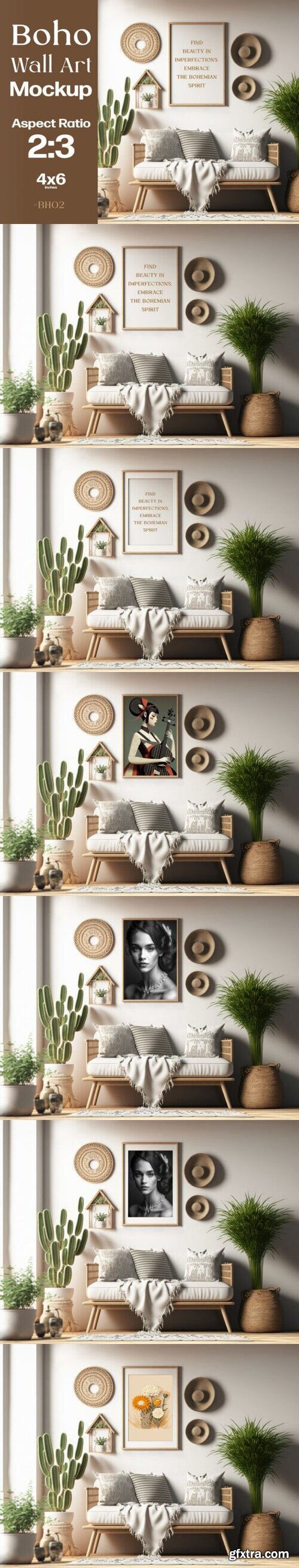 Boho Frame Mockup. Wall Art Mockup 4x6