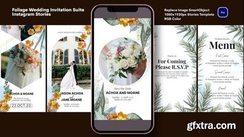 Videohive Foliage Wedding Invitation Suite Instagram Stories 44112509
