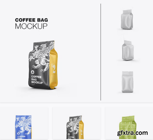 Set Matte Plastic Paper Coffee Bag Mockup