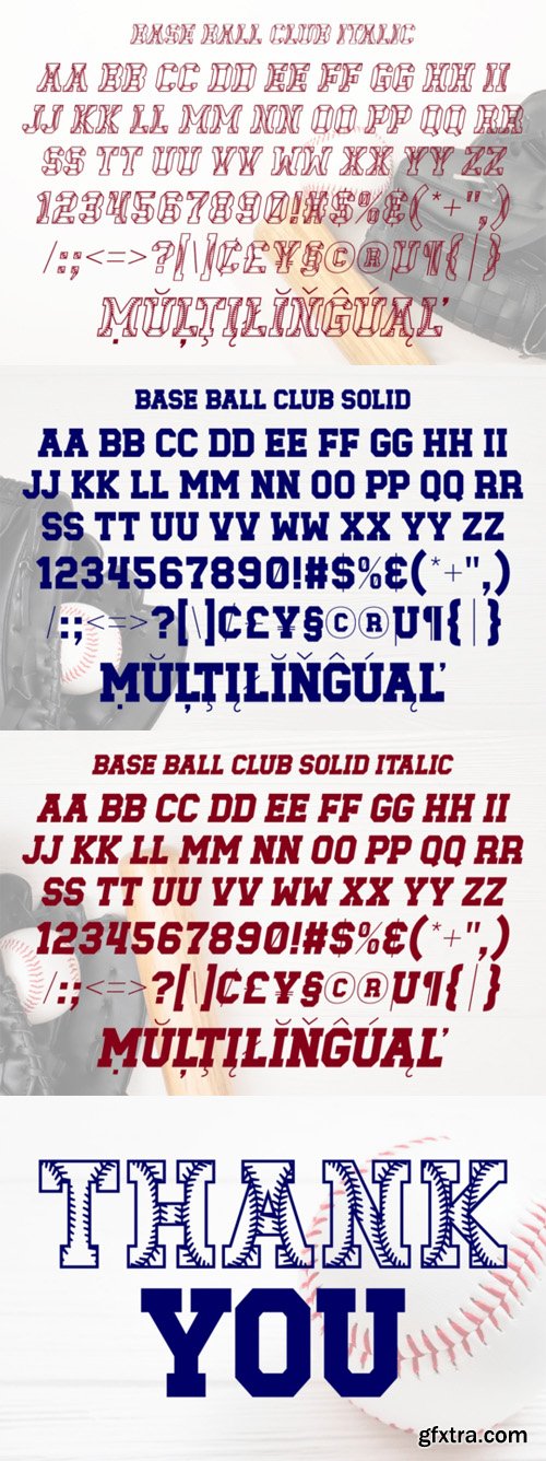 Baseball Club - Decorative Font Family 