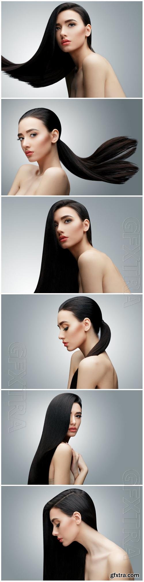 Girl with long straight hair 