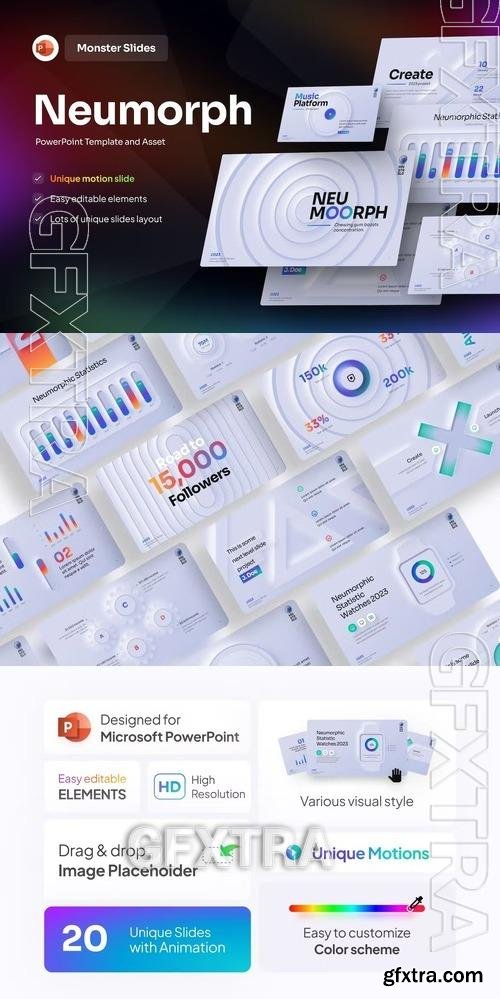 Neumorph Creative PowerPoint Template 48AL3XM