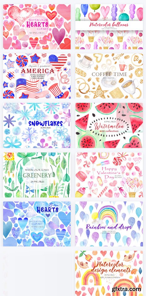 Watercolor Clipart Bundle - 21 Premium Graphics