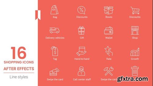 Videohive Shopping Line Icons Pack 44114560