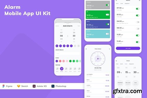 Alarm Mobile App UI Kit RZ47DS8