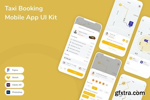 Taxi Booking Mobile App UI Kit 8ZQB5CL