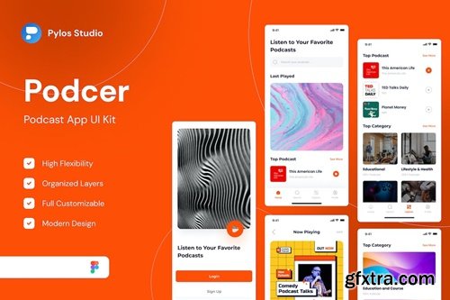 Podcer - Podcast App UI Kits CL8QG34