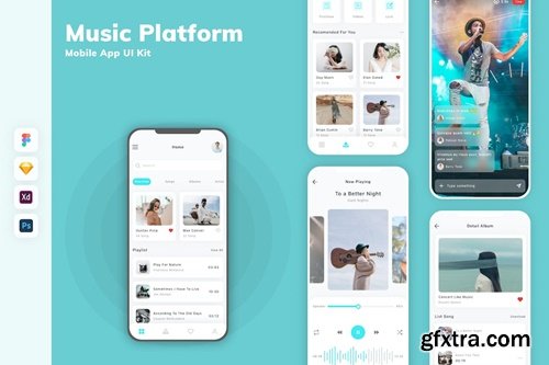 Music Platform Mobile App UI Kit G3PT77V