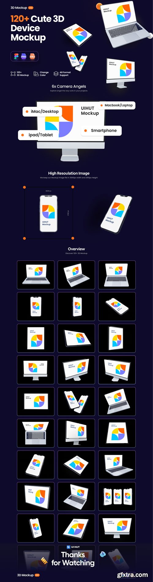 UIHUT - UIHUT 3D Device Mockup Pack