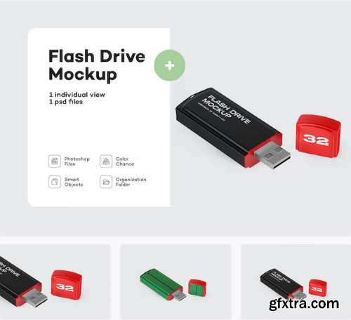 Opened Matte USB Flash Drive Mockup