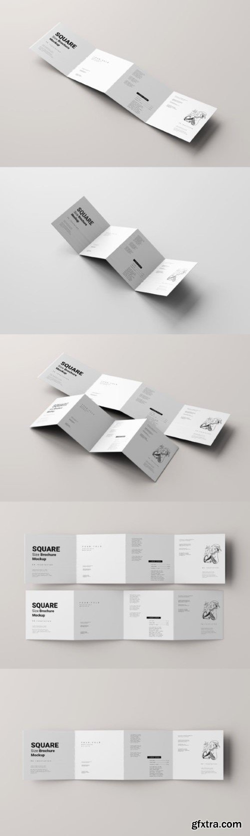 Four Fold Square Brochure Mockups