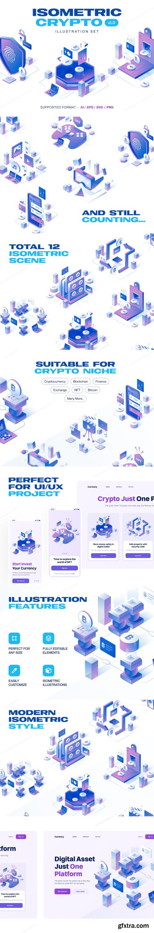 UI8 - Currency - Cryptocurrency Isometric Illustration Set