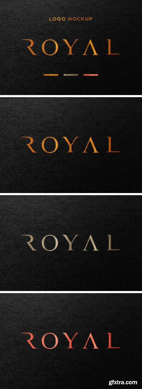 Dark Paper Gold Foil Embossed Logo Mockup 379984274