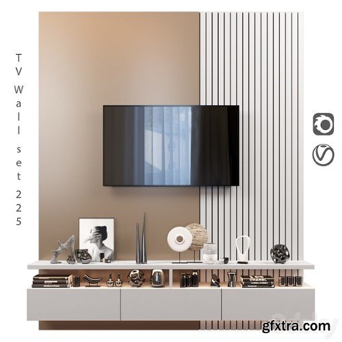 TV Wall Set 225 | Vray+Corona