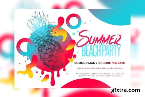 Summer Beach Party Flyer V7C45K5