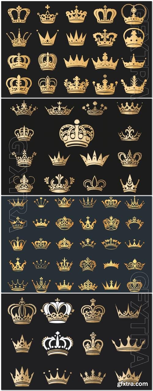 Vector silhouettes crowns set illustration vector design collection 