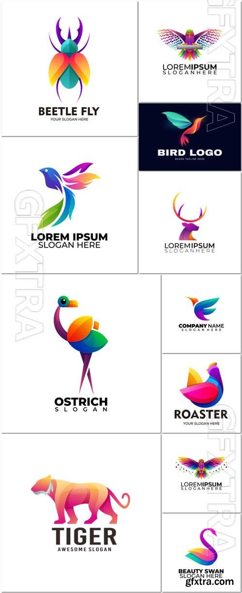 Vector colorful gradient modern logo set 