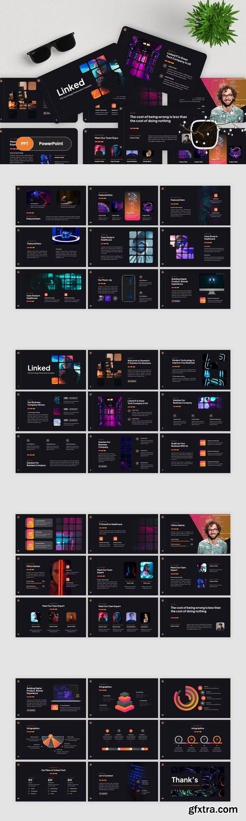 Linked - IT & Technology PowerPoint Template WJY4BJR