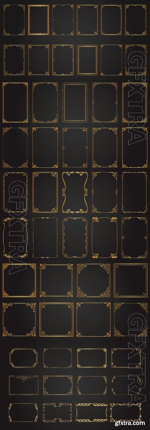 Golden vintage frames vector collection