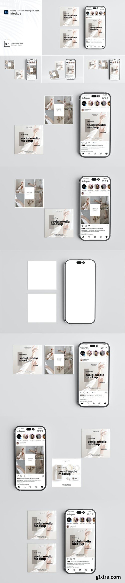 Phone Screen With Instagram Post Mockup Vol. 2