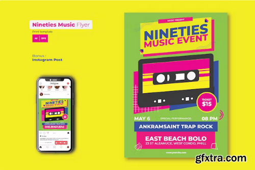 Nineties Music Event Flyer