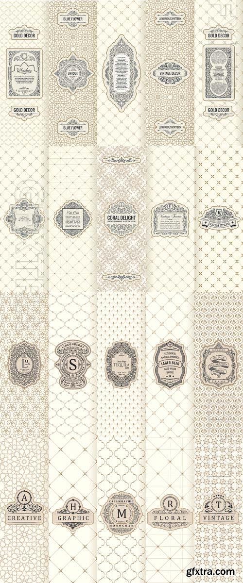 Vintage labels and vector frame packaging for product 