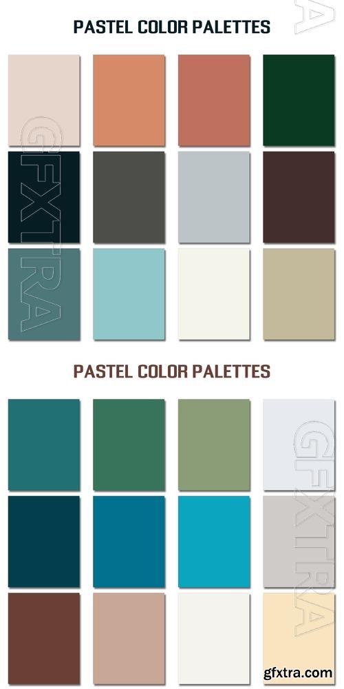 Vector abstract pastel color palettes set, multi color combination palettes 