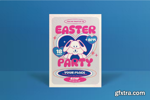 Blue Easter Party Invitation