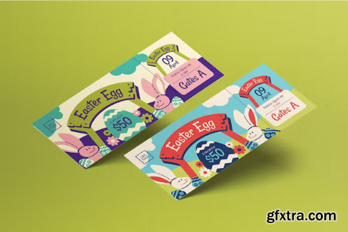 Blue Modern Easter Egg Hunt Ticket