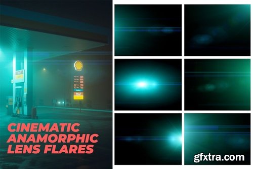 20 Cinematic Anamorphic Lens Flares Overlays SP2565H