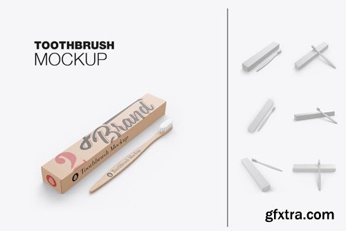 Set Wooden Toothbrush with Box Mockup UCKM9DZ