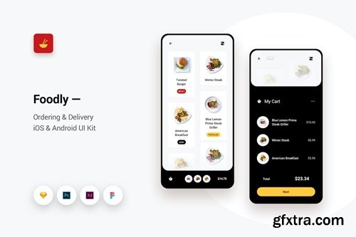 Foodly - Ordering Delivery iOS & Android UI Kit 1 JA8CP38