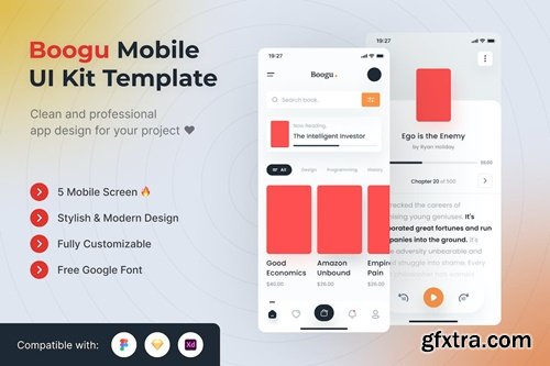 Boogu Book Store Mobile App UI Kits Template JSE5LLS