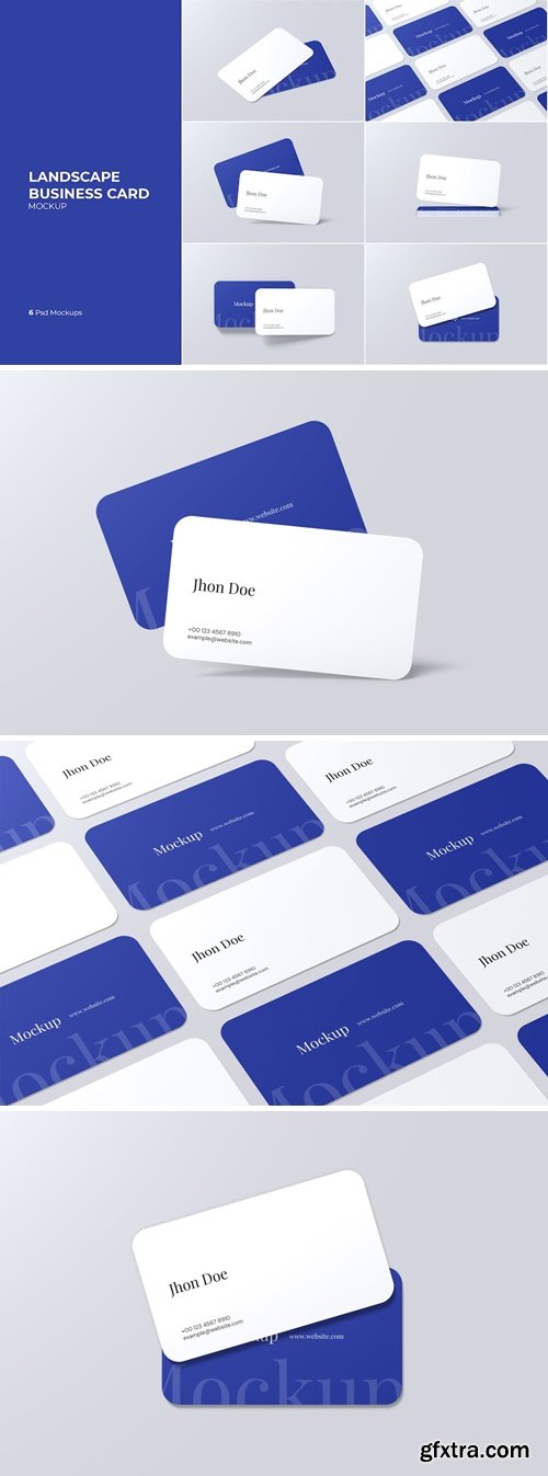 Rounded Landscape Business Card Mockup NSJZV94