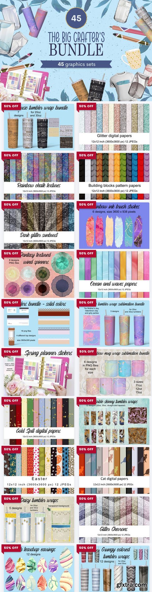 Big Crafter's Bundle - 45 Premium Graphics