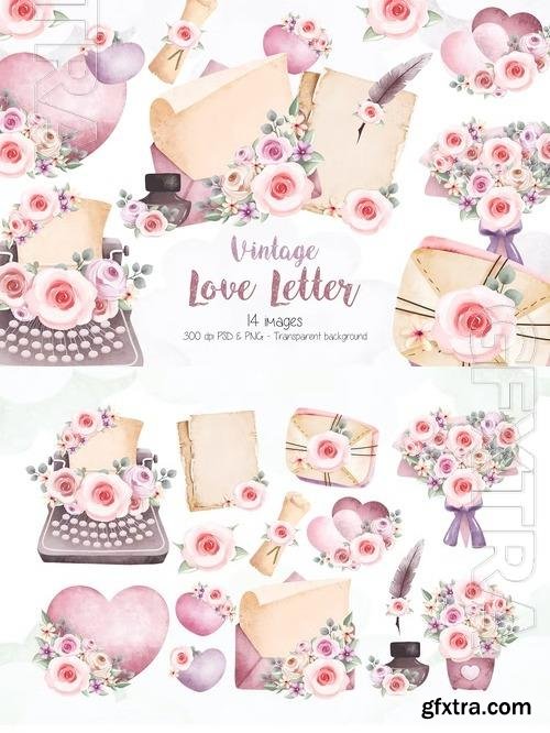 Vintage Love Letter Clipart