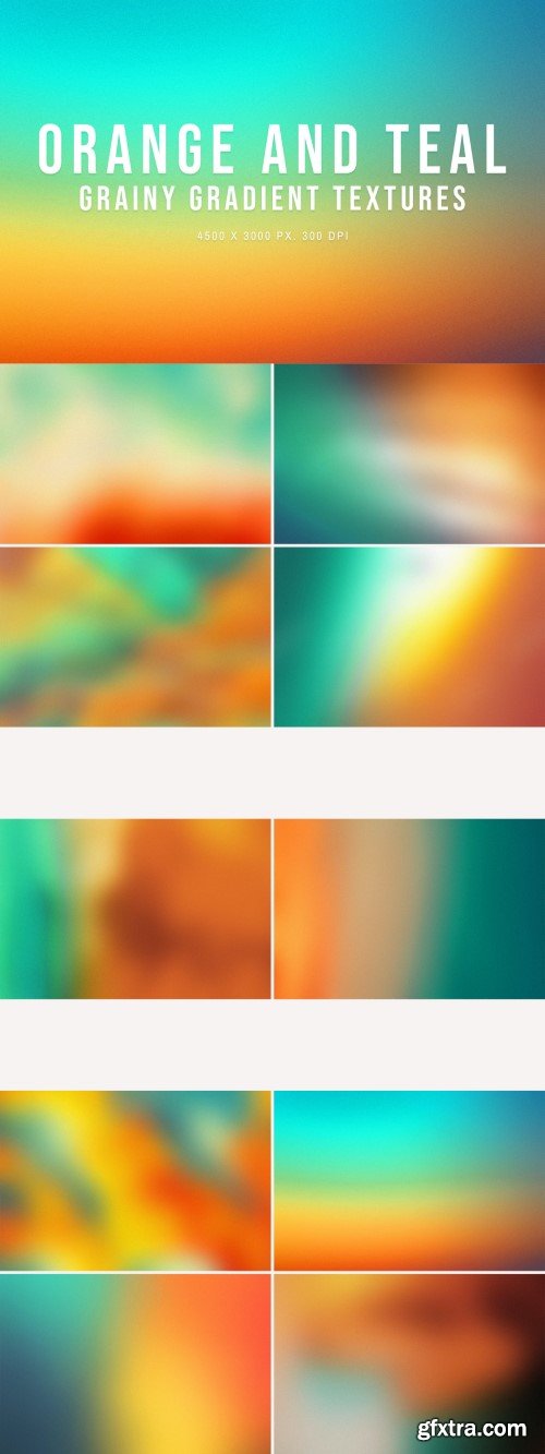 Orange And Teal Grainy Gradient Textures