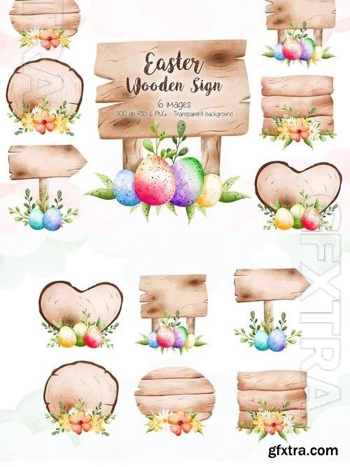 Easter Wooden Sign Clipart Beautiful Design