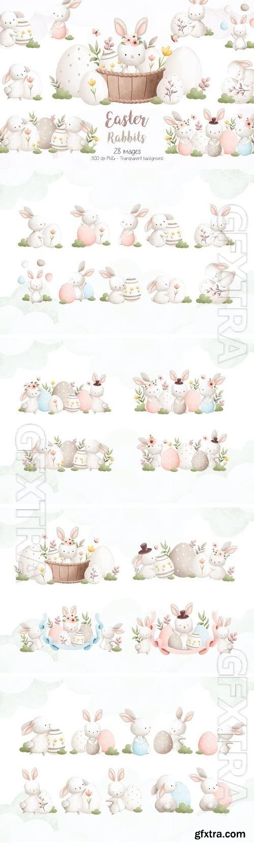 Easter Rabbits Clipart Beautiful Design