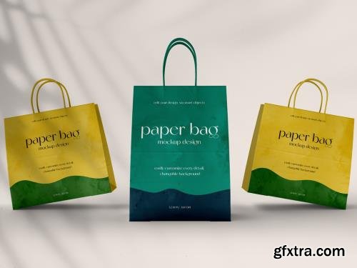 Paper Bag Mockup Design with Editable Background 480454334