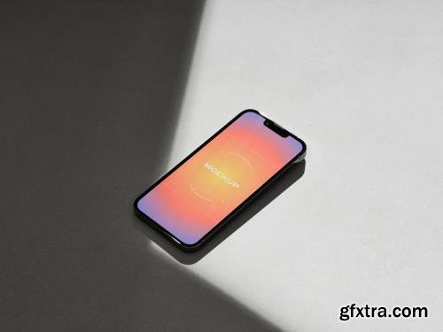 Smartphone on a Gray Background with Shadows 479859996