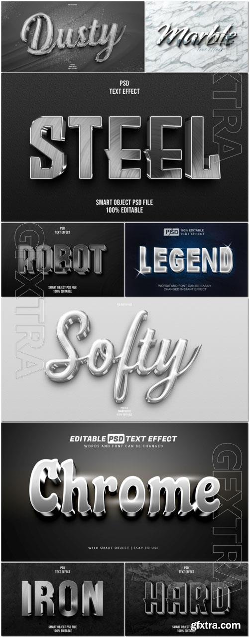 PSD silver 3d text, metal text effect