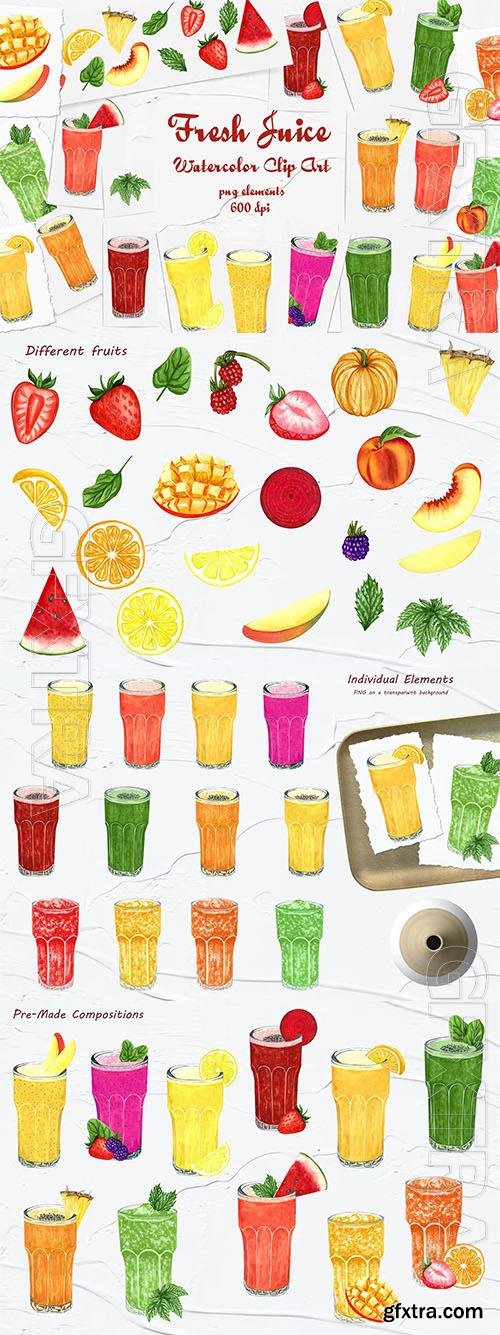Summer Juice Watercolor Clipart 