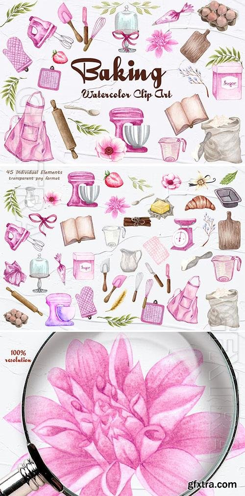 Watercolor png clipart - Baking