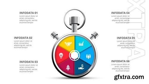 PSD stopwatch cicrle infographic business concept with 5 options parts steps or processes