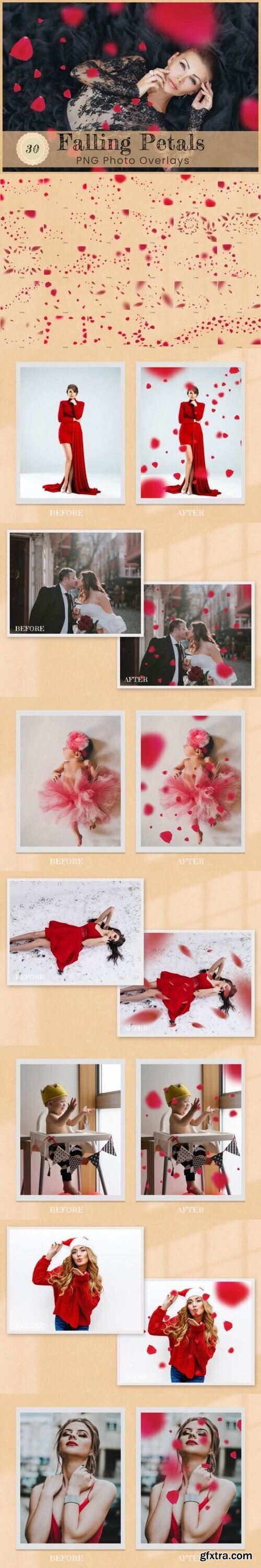 Creativemarket - 30 Falling Petals Photoshop Overlays 13440853