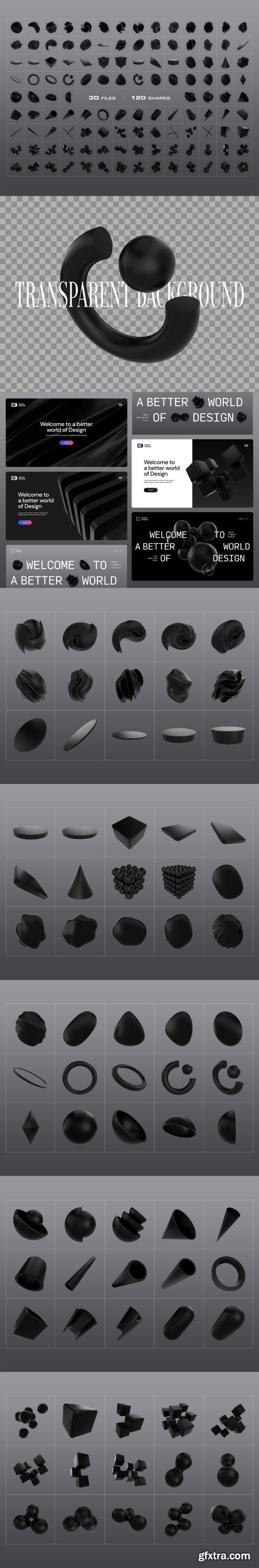 UI8 - 3D Black Shapes Collection