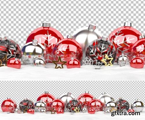 Christmas Decoration with Isolated Ball on White Snow Mockup 472503439